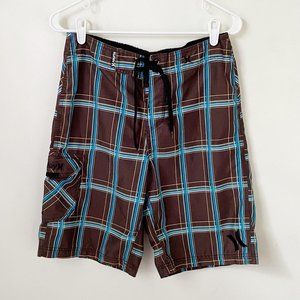 Hurley Plaid Board Shorts Swim Trunks, Men's 28